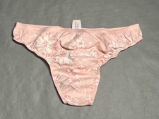 RARE VINTAGE Y2K VICTORIAS SECRET BLUSH PINK TACTEL NYLON BBV THONG PANTY NEW L