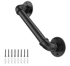 1FT Industrial Staircase Handrail Non-Slip Pipe Bar Foot Rail Wall Mount Stair