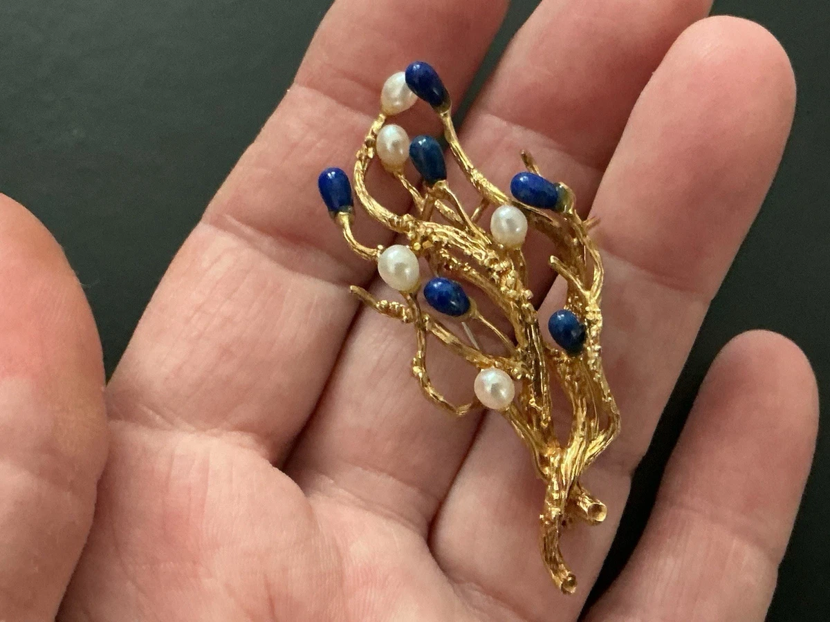 18k GOLD Overly ブローチUSAヴィンテージ 18k Gold Brooch In Retro Fine Pins & Brooches for sale | eBay