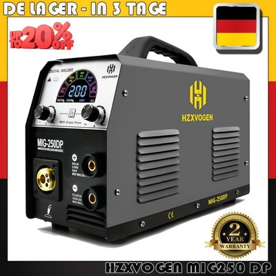 HZXVOGEN MIG250DP 250A MIG Schweißgerät Inverter Gas/Gaslos für Stahl& Aluminium