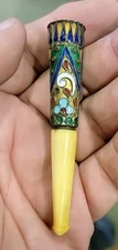 ANTIQUE IMPERIAL RUSSIAN ENAMEL SILVER CIGARETTE HOLDER - COLLECTIBLE RARE