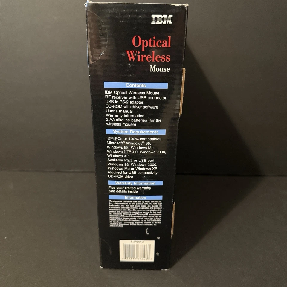 IBM Wireless Optical Mouse NEW Sealed Box Retro PC Computer Vintage NOS - Image 3 of 4