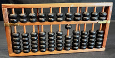 Vintage Wooden Abacus Suanpan 9 3/4" Long Mathematics Math Teacher Display