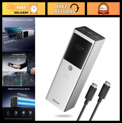 125W Portable Power Bank 12800mAh, USB-C Fast Charger, 3-Port Battery Pack for L