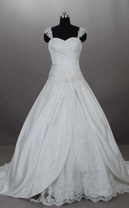 Vintage Brautkleider weiß Iovry Satin ärmellos Spitze eine Linie Brautkleider - Bild 2 von 4