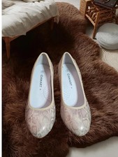 Damart Beige Snakeskin Look With Silver Shimmer Shoe | Size 39