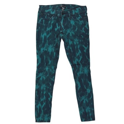 Express Stella Skinny Legging Jeans 6 Teal Black Leopard Ikat Animal Print