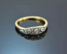 Round Simulated Diamond 925 Silver Wedding Band Vintage Filigree Bezel Gift Ring