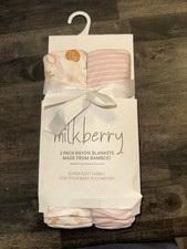 Milkberry Swaddle Baby Blanket Rayon From Bamboo Sea Shells Print 2-pack Pink