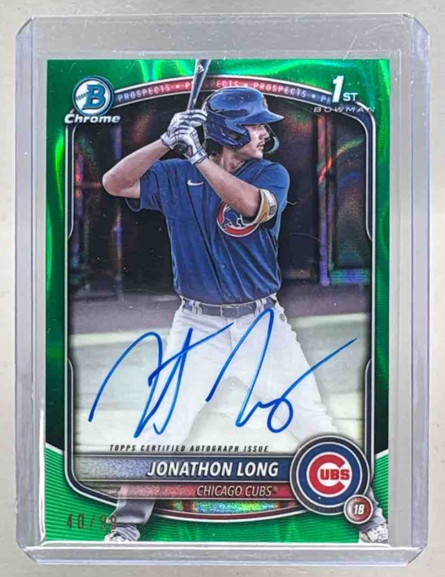 Jonathon Long 2025 Bowman Chrome #CPA-JLG Green Lava Refractor Auto 1st RC /99