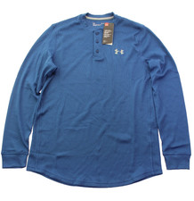 NWT / UNDER ARMOUR Men's WAFFLE HENLEY Hushed Blue LONG SLEEVE Loose SHIRT - M