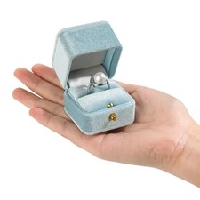 Luxury Design Soft Flannel Wedding Ring Proposal Engagement Ring Box Sky Blue