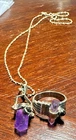 Vintage Sterling Silver 925 Amethyst Gemstone Ring and Necklace Mystical Italy