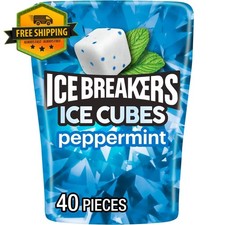 Ice Breakers Ice Cubes Peppermint Sugar Free Gum 40pcs 3.24oz Bottle