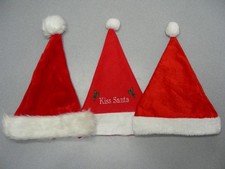 LOT OF 3 - CHILD SIZE Christmas Style Santa Cap Hat 