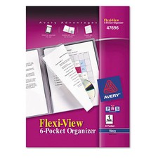 Avery Flexi-View 6 Pocket Polypropylene Organizer, 150-Sht Capacity, Navy 47696