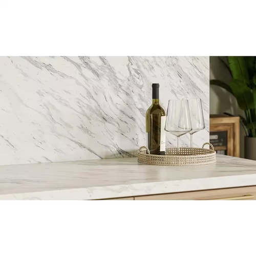 White Laminate Sheet Calcutta Marble Gloss 4 x 12 ft Kitchen Countertop Bathroom - Picture 4 of 11