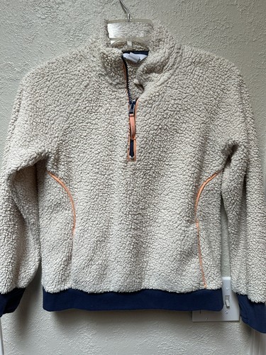 Athleta Girl So Snug Cream Long Sleeve Sherpa Jacket Girls Size L 12 - Picture 2 of 6