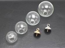 10 Pcs Empty Round Glass Globe Bottle Pendants with Pin Bail Cap 12mm-18mm