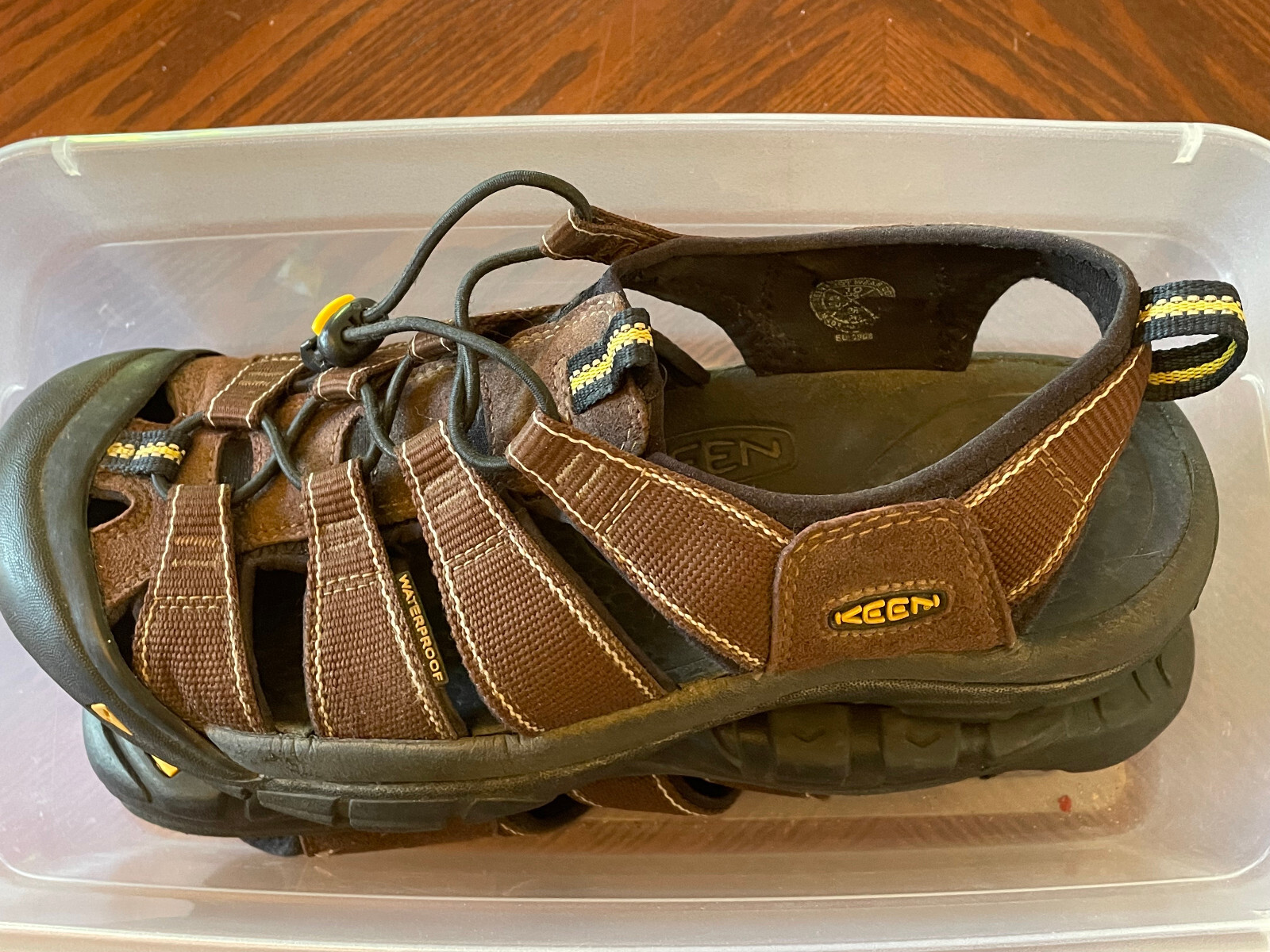 SANDALI KEEN UOMO TAGLIA 10 ACQUA SCARPE DA TREKKING MARRONE GIALLO NERO USATI