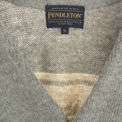 PENDLETON Native Pattern Wool Knit Cardigan Gown Grey Multi Color M Used Japan - Picture 3 of 4