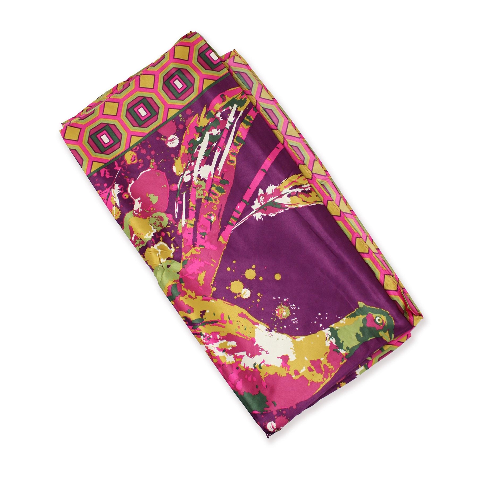 Womens Scarf Satin Square Swirling Pheasant Print Silky Lightweight Wrap Large