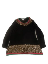 Rebecca Malone Knit Top With Matching Scarf Animal Print Size Large new