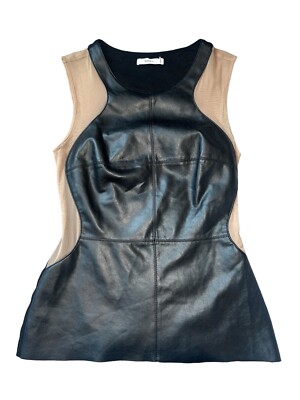 Bailey 44 Women's Black Faux Leather Nude Mesh Illusion Tank