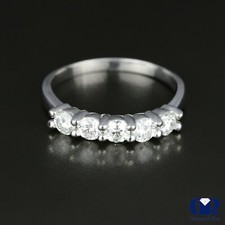 1.00 Ct Round Diamond Sharing Prong Wedding Band Anniversary Ring Platinum