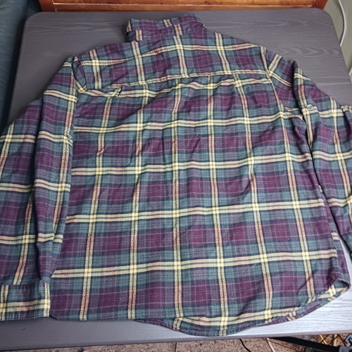 Botón de franela a cuadros Woolrich trabajo exterior manga larga púrpura verde talla XL - Imagen 2 de 13