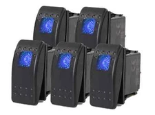 # 5 Pcs Marine Boat Rocker Switch ON-OFF SPST 3 Pin 1 Blue LED Car RV Motorcycle