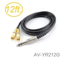 12ft 1/4" TRS Stereo Male to 2-RCA (Left/Right) Male Audio Cable, AV-YR212G