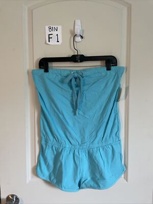 Ambiance Teal Blue Tube Top Shorts Romper junior s size M