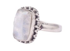 925 Solid Sterling Silver Natural Rainbow Moonstone Handmade Ring Gift Item