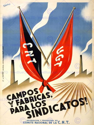85502 SPANISH CIVIL CNT FAI FIELD FACTORY UNION LEFT Decor Wall Print Poster