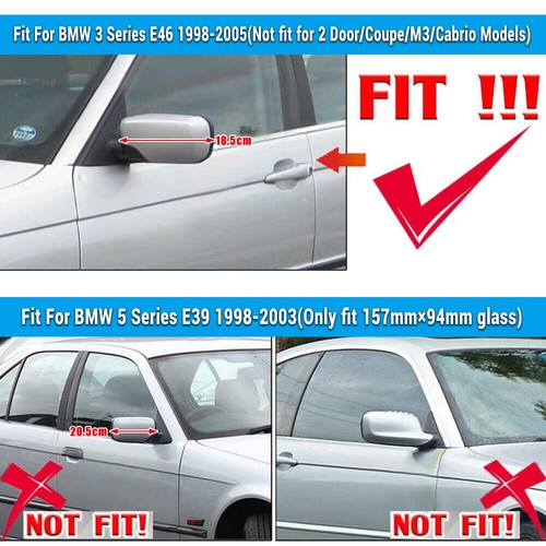 Paar M-Stil Spiegelkappen Außenspiegelkappen Für BMW 3er E46 4 Türen 1998-2005 - Bild 2 von 12