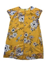 Miami Womens Sz Médium Yellow Floral Print Short Sleeve Mini Dress
