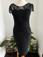 Lipsy Little Black Lace Detail Party Dress Body Con Figure Hugging Size 8
