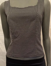 CDW Creative Design Works Woman Sleeveless Stretch Black White Top Sz L