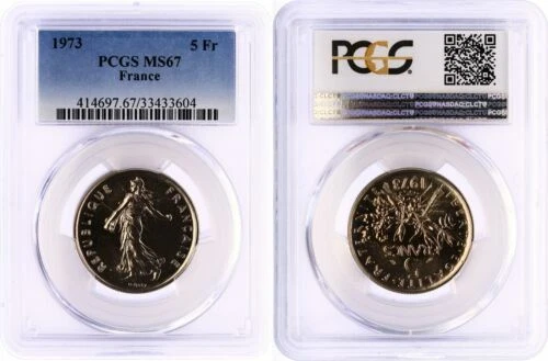 Pièces de monnaie françaises de 5 francs en nickel, sur semeuse