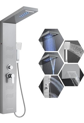 LED Duschpaneel Turm, KEOKBON 5-Funktionen Duschsystem mit Regenfall