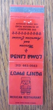 MEXICAN RESTAURANT MATCHBOOK COVER: LOMA LINDA ANN ARBOR MICHIGAN MATCHCOVER -C8