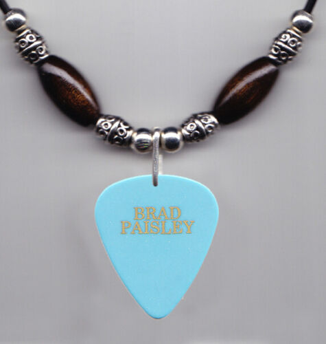 Brad Paisley Light Blue/Gold Guitar Pick Necklace - 2013 Beat This Summer Tour - Picture 1 of 2