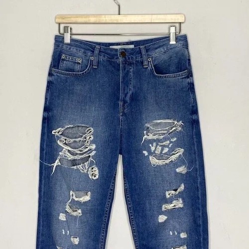 Topshop Women's Jeans Size 26 Ripped Button Fly Hayden Boyfriend High-Rise - Picture 5 of 9