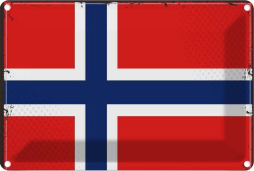 Letrero de chapa letrero de pared 20x30 cm bandera de Noruega regalo decoración - Imagen 1 de 5