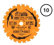 CMT Circular Saw Blade Set 10-Pack 6 1/2 Inch 24T Wood w/Nails CHN P06524-X10