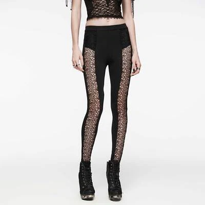PUNK RAVE Gothic Leggings Schwarz Stretch Crochet Cut Out Häkel-Optik - Bild 1 von 4