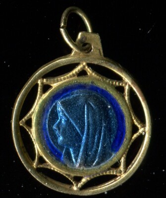 Vintage Blue Enamel our lady of lourdes Pendant medal | eBay