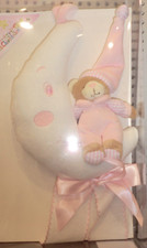 FIOCCO NASCITA COCCARDA FUORI PORTA LUNA CON ORSETTO CON CODE DA RICAMARE