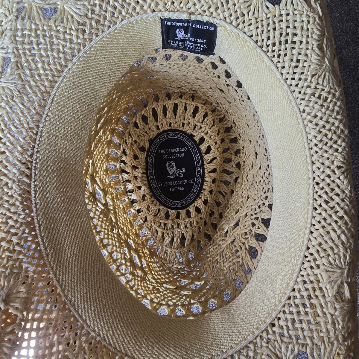 Raffia Straw Cowboy Hat Leon Leather Co Hat Desperado Collection Teal Beaded OS Straw Cowboy Hat Teal Beaded Leon Leather Co Hat Raffia  main image 2